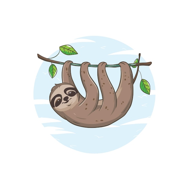 Sloth activities vector art illustration