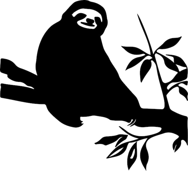 Vector sloth black silhouette with transparent background