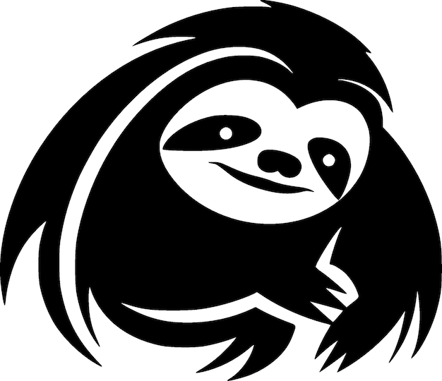 Vector sloth black and white isolated icon vector illustration