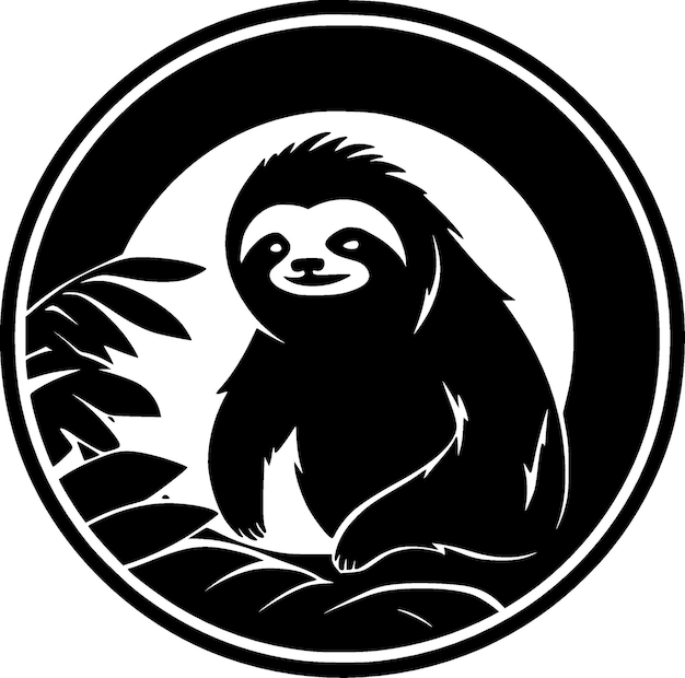 Sloth Black and White Vector illustration