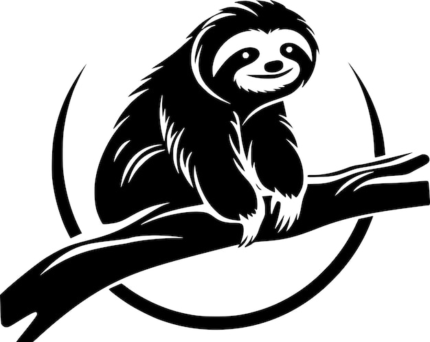 Sloth Black and White Vector illustration