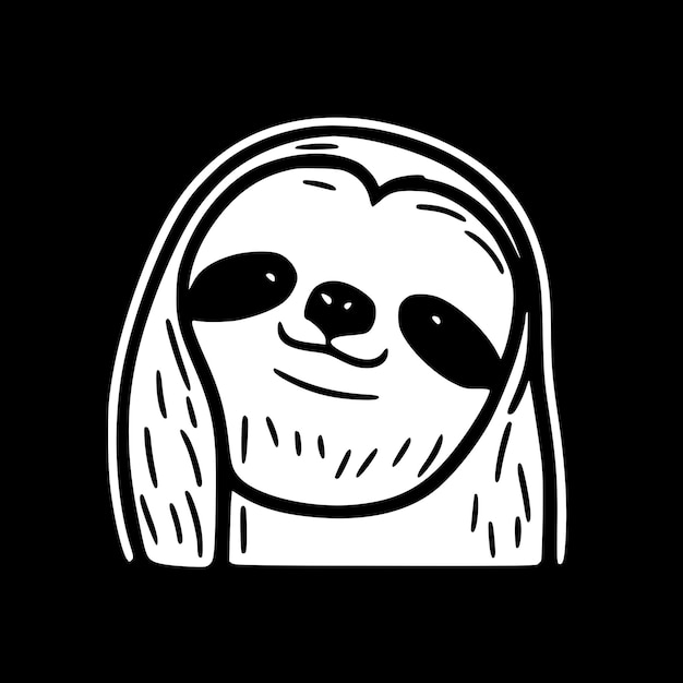 Vector sloth black and white vector illustration