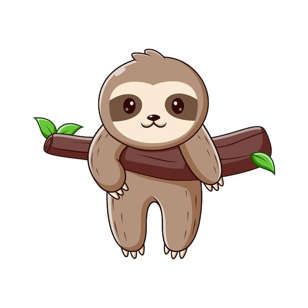 Sloth Cartoon Hanging on The Tree