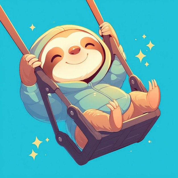 Vector a sloth on a chairlift cartoon style