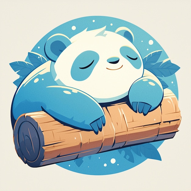 A sloth on a floating log cartoon style