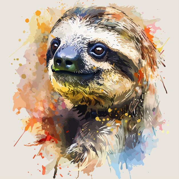 Vettore sloth_from_multicolored_paintssplash_of_watercolor