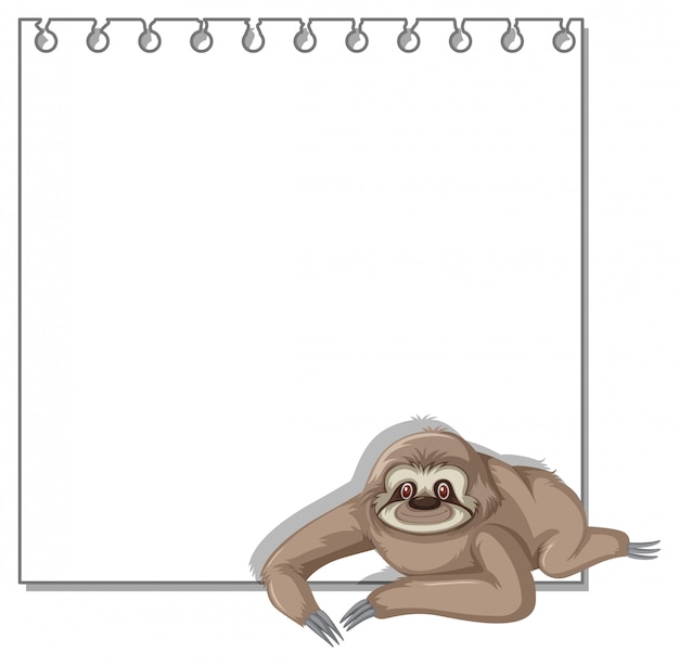 Vector sloth on note frame