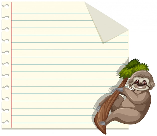 Vector sloth on note template