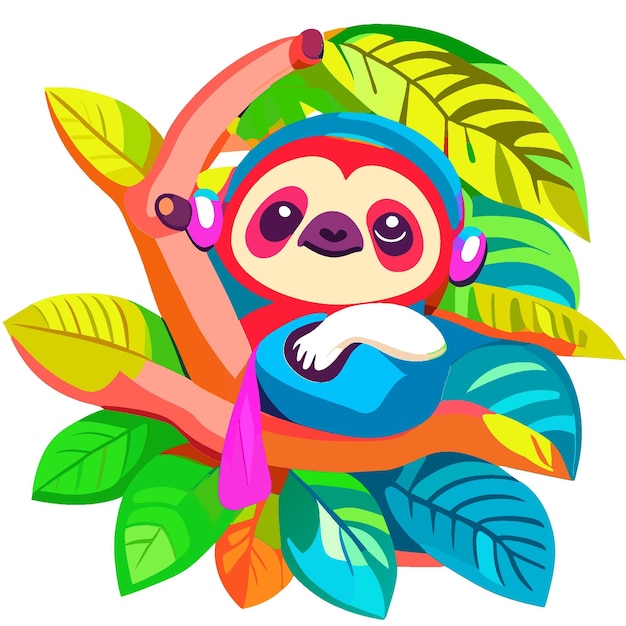 Sloth's Rainforest Wonderland White Background TShirt Design