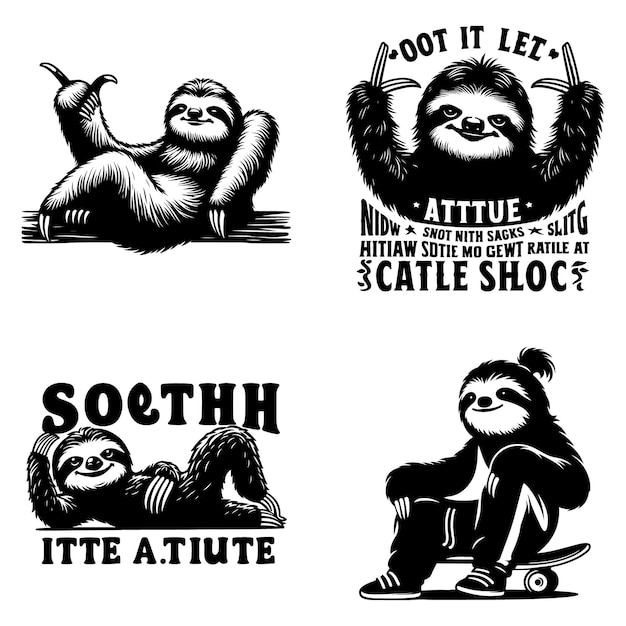 Vector sloth silhouette vector download