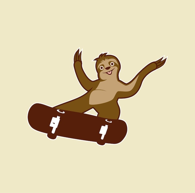 Sloth skateboard design illustration