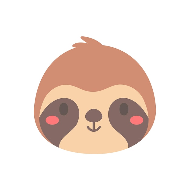 sloth vector cute animal face design for kids