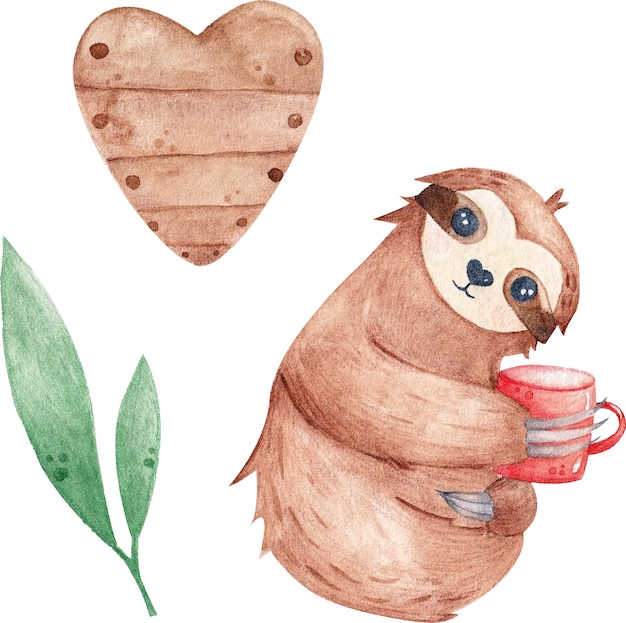 Sloth with cup