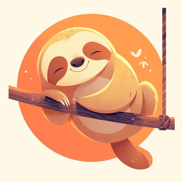 Vector a sloth on a zip line cartoon style