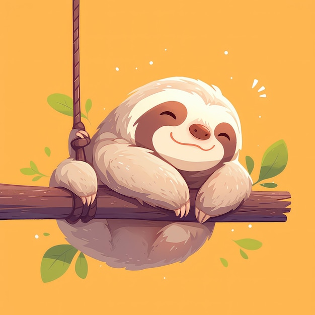 Vector a sloth on a zip line cartoon style