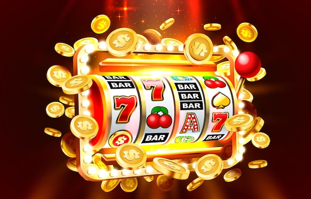 Premium Vector | Slots banner golden coins jackpot casino d cover slot  machines vector