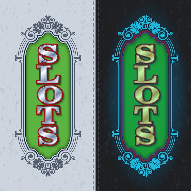 Slots casino online kalligrafische reclame vectorillustratie