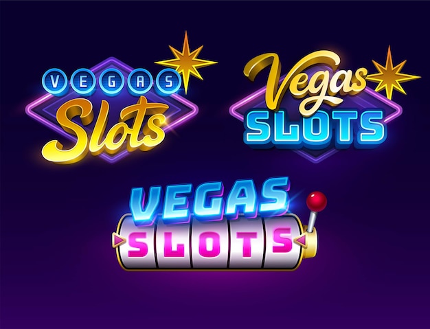 Vector slots game title casino logo gambling text effect