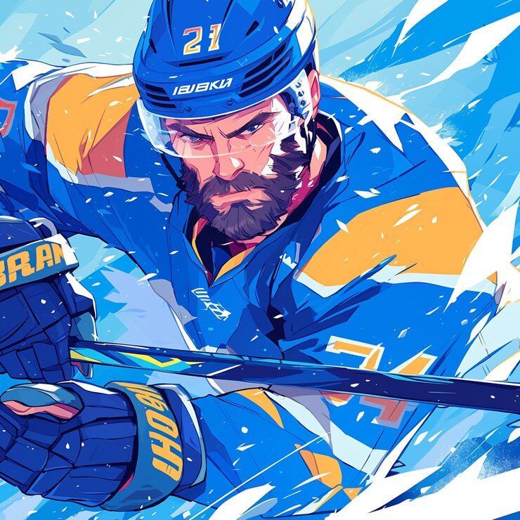 Vector a slovak man is playing ice hockey