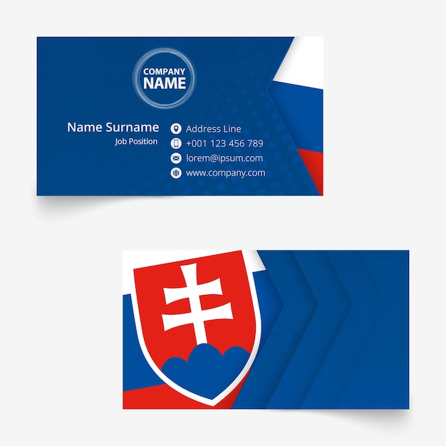 Slovakia Flag Business Card, standard size (90x50 mm) business card template with bleed under the clipping mask.