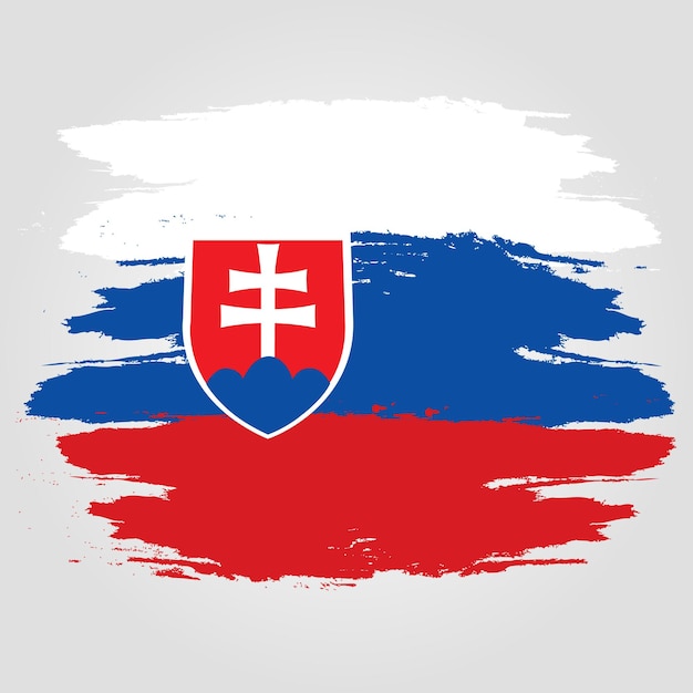 Флаг Словакии Нарисованная вручную иллюстрация стиля с эффектом гранжа и акварелью