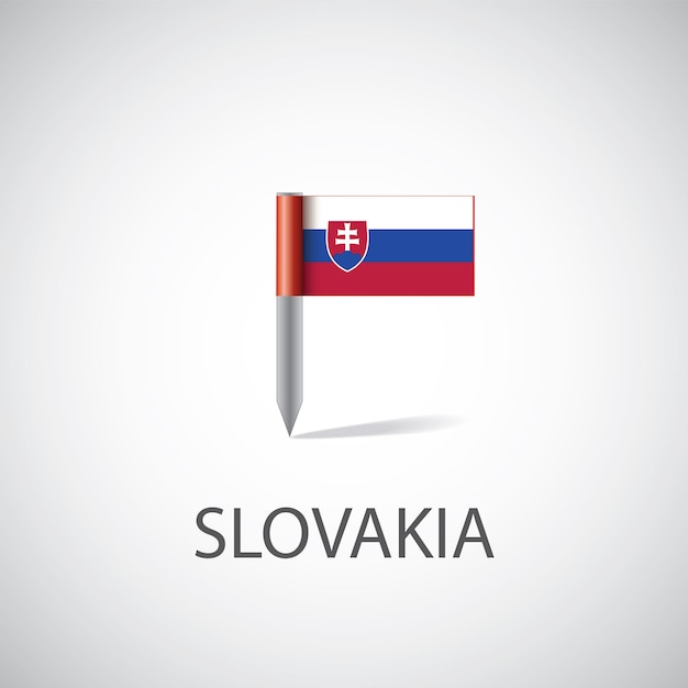 Булавка флаг Словакии, изолированные на светлом фоне