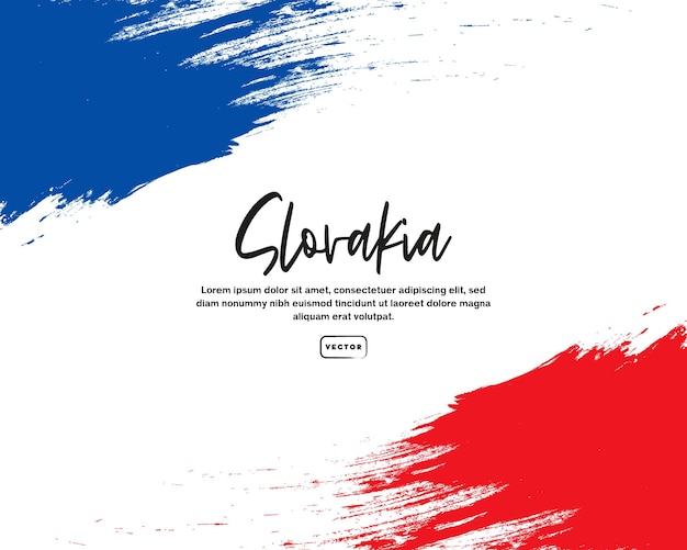 Slovakia flag with brush stroke effect and text