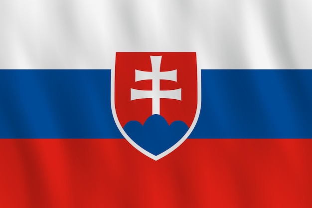 Slovakia flag with waving effect, official proportion.