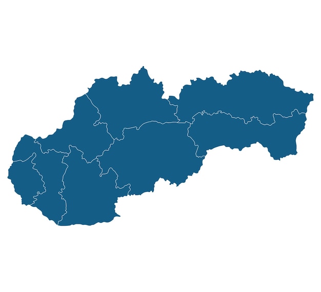 Vector slovakia map map of slovakia in eight mains regions in blue color