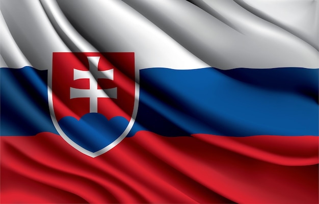 Slovakia national flag waving realistic vector illustration