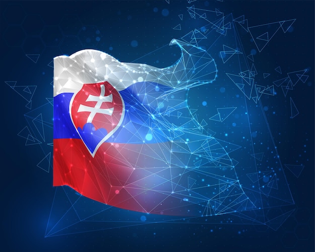 Slovakia virtual abstract 3D object from triangular polygons on a blue background