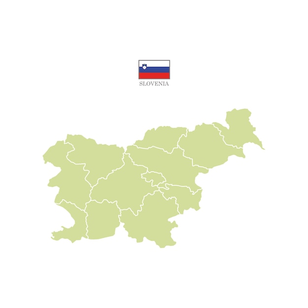 Словения цветная карта фон с штатами изолированный белый фон с флагом мох зеленый пастель