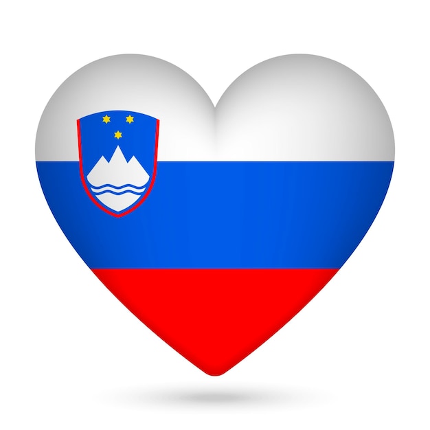 Slovenia flag in heart shape Vector illustration