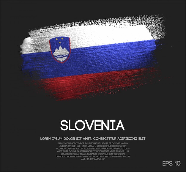 Slovenia flag made of glitter sparkle brush paint