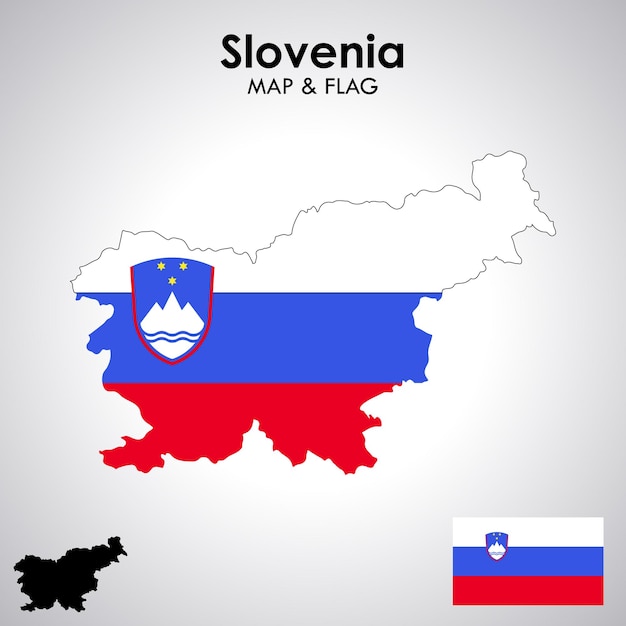 Vector slovenia flag and map design map flag vector file