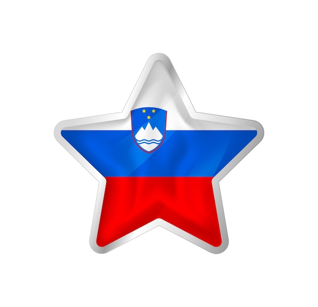 Vector slovenia flag in star. button star and flag template. easy editing and vector in groups.