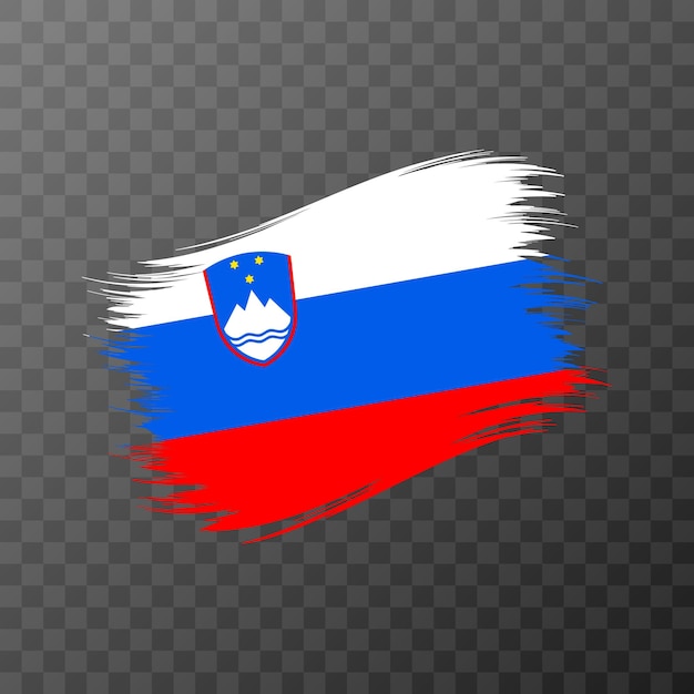 Slovenia national flag grunge brush stroke vector illustration on transparent background