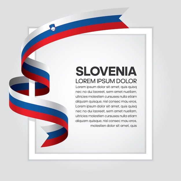 スロベニアリボンフラグ、白い背景の上のベクトル図