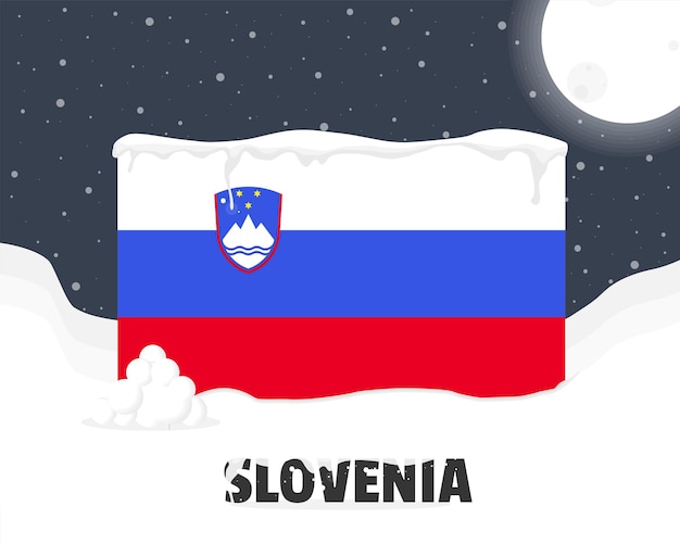 Slovenia snowy weather concept cold weather and snowfall weather forecast winter banner idea