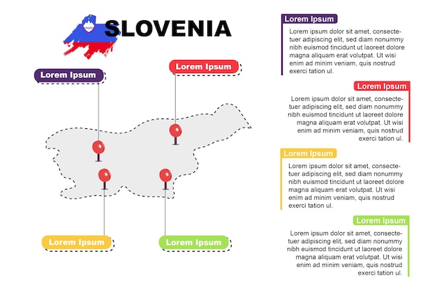 Slovenia travel location infographic tourism and vacation concept popular places of Slovenia