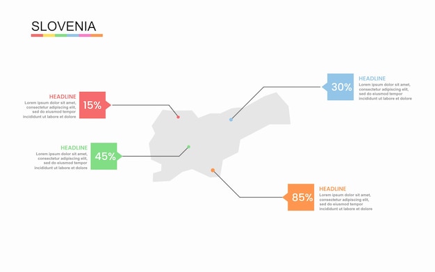 Slovenië kaart infographic sjabloon met landinformatie