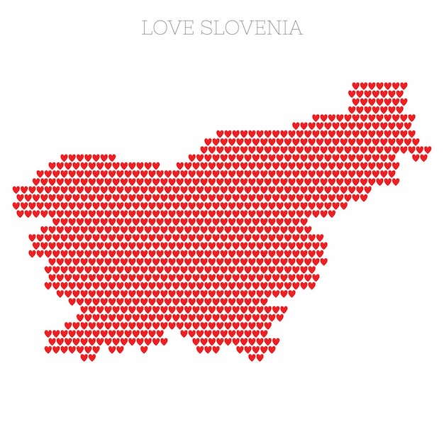 Slovenië landkaart gemaakt van liefdeshart halftoonpatroon