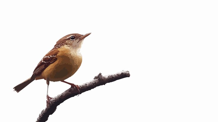 Vector slow motion rufousthroated wren bab