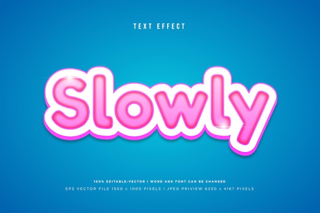 Slowly 3d text effect on blue background