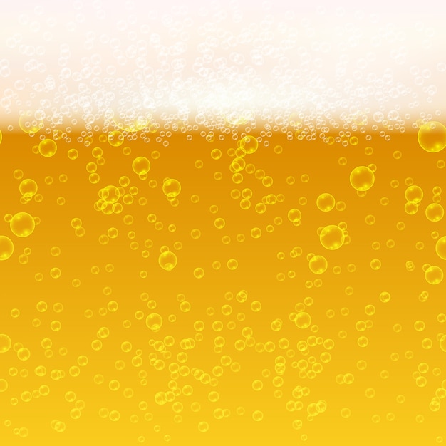 Sluit omhoog licht bier met schuim en bellen vector naadloze achtergrond. Frisdranken bierillustrati