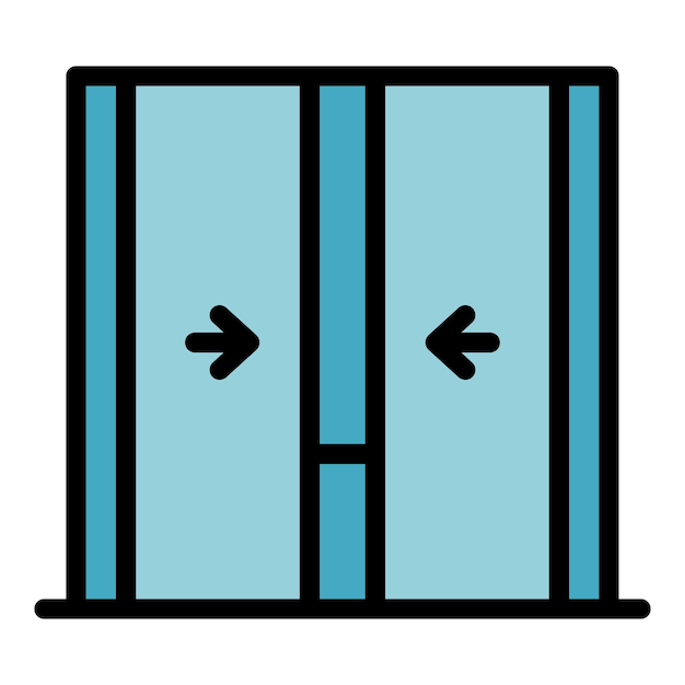 Sluitende liftdeuren icoon schets sluiting liftdeuren vector icoon kleur vlak geïsoleerd