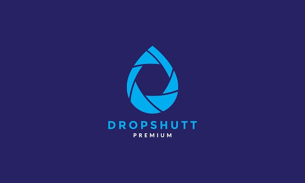 Sluiter met druppel water logo ontwerp vector symbool illustratie afbeelding