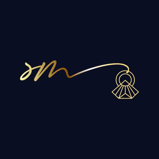 SM eerste logo bruiloft handschrift sieraden logo vector sjabloon