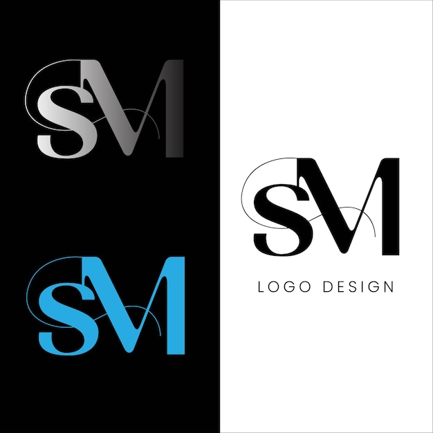 sm initial letter logo design