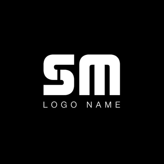 Sm letter business logo in black and white color